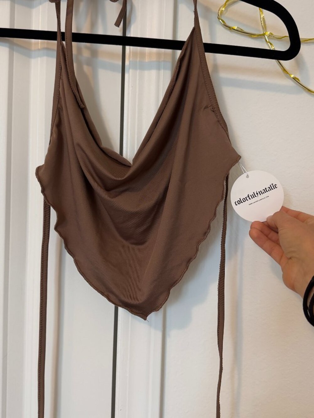 NWT ADORABLE dainty cowl neck halter top